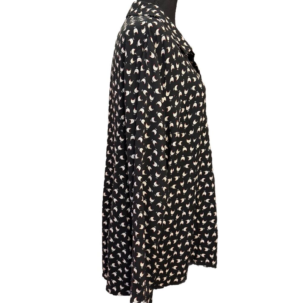Cloth & Portrait Top XXL Womens Button Up Chicken Novelty Print Farmcore Office - Picture 6 of 8